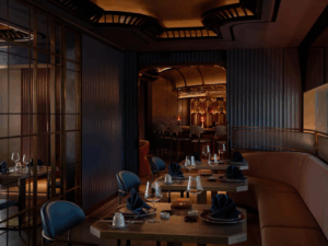 Chinese Fine Dining in SG : Elegant interiors and breathtaking skyline views complementing innovative Chinese cuisine.
