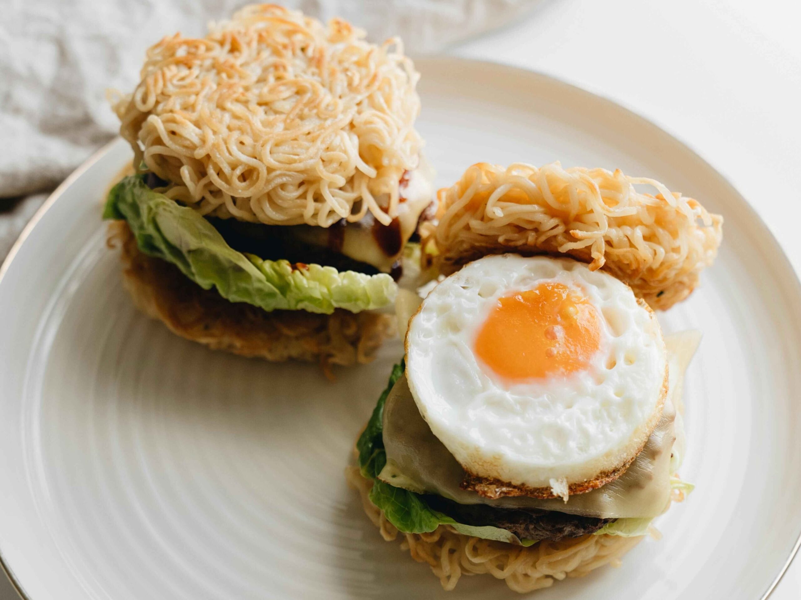 Ramen burger, a dish highlighting the term of East meets West.