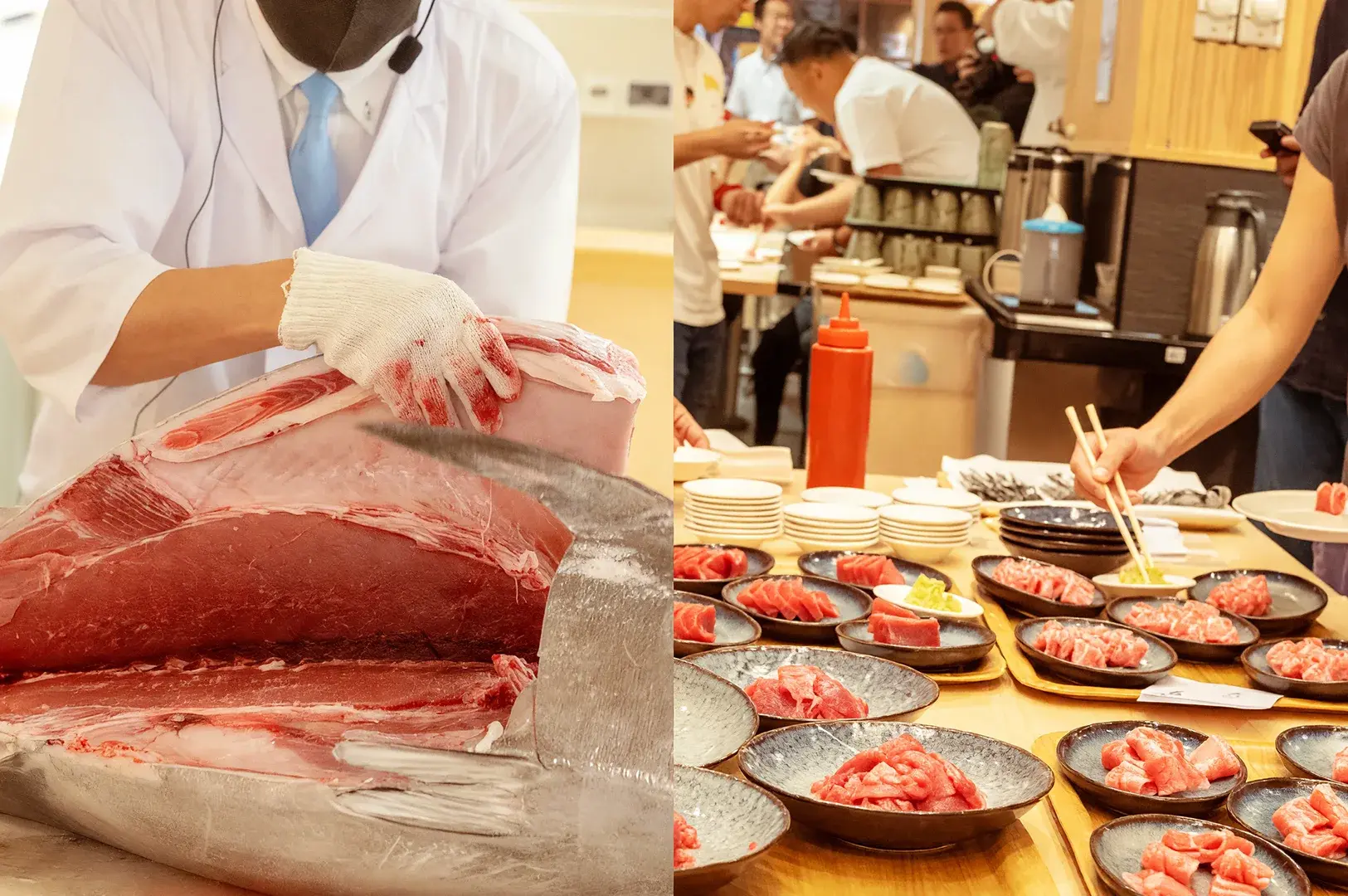 A showcase of Maguro Donya, featuring the service in the provision of tuna to their restaurants such as Kuro Maguro.