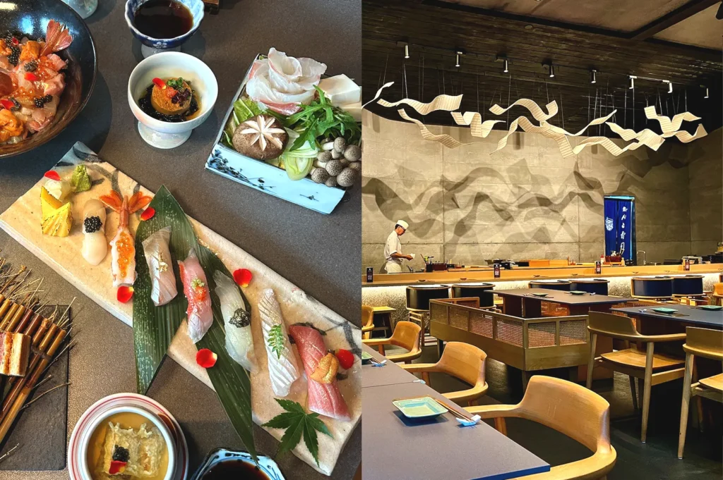 A wide assortment of premium sushi, sashimi, and side dishes from Ganko Sushi, demonstrating the variety and freshness of their Japanese dining menu