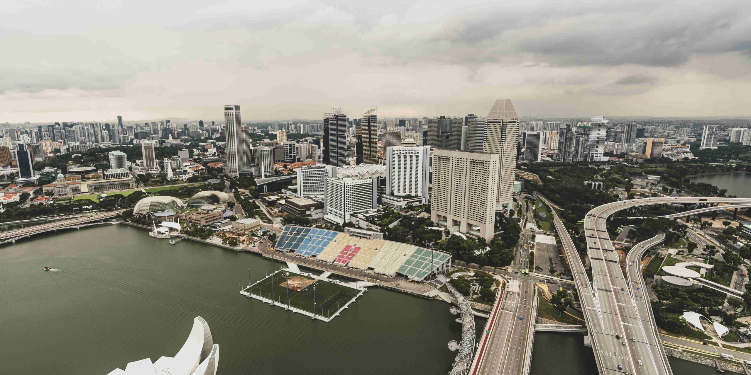 A view from the Marina Bay Sands overlooking the city of Singapore.